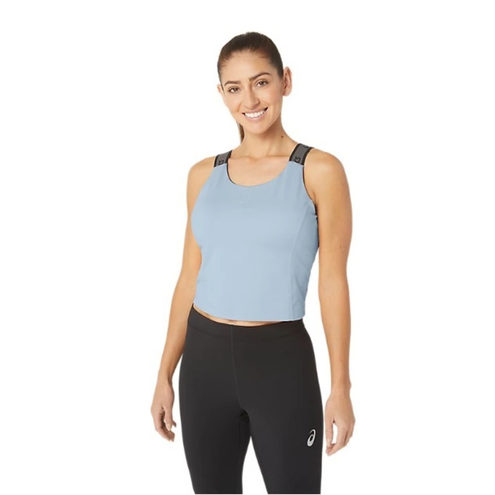 ASICS® (Women's 2XL) FIT SANA™ Cropped Tank w/ Built-In Bra in Sky Blue